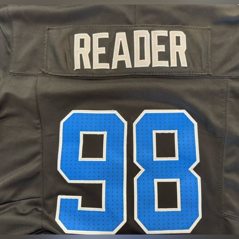 #98 DJ READER Detroit Lions Sz Large Mens Alt Black Stitched 2025 Jersey - Picture 9 of 11